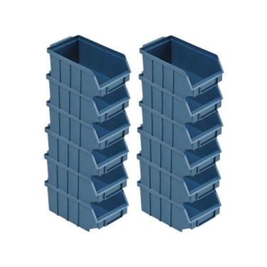 Imagem de Caixa Gaveta Plástica Organizadora Bin N4 12 Pçs - AGIFIX, Azul