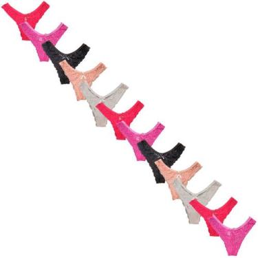 Imagem de Kit 12 Calcinha Rendada Adulto Fristyle Microfibra Fio Dental, G, Pret