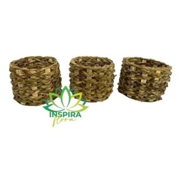 Imagem de 03 Vaso Cachepo Madeira Rústico Taboa Planta Decoração 15x19 - FLORA F