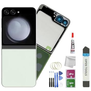 Imagem de JMBTQ Substituição de vidro traseiro Galaxy Z Flip 5 para Samsung Galaxy Z Flip 5 com fita + lente da câmera + ferramentas (menta/verde)