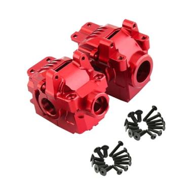 Imagem de RCMYou Transmission Case Gearbox Upgrades Part for 1/10 Traxxas Slash/Stampede/Hoss/Rustler VXL 4X4,Aluminum Front Rear Transmission Case Gearbox Hops Ups,Replace of #6880#6881,Red