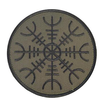 Imagem de Aegishjalmr Capacete Viking de Awe Olive Drab OD Terror Protection Rune Moral Patch Fastener