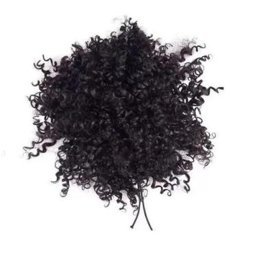 Imagem de Coque Cacheado Orgânico Aplique Afro Puff Cor Preto - Lynx produções