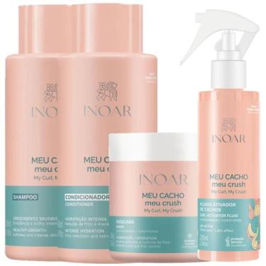 Imagem de Kit Inoar Meu Cacho, Meu Crush Sh 500ml + Cond 500ml + Másc 500g + Flu