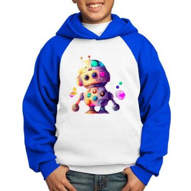 Imagem de Moletom Infantil Robô Colorido - Foca na Moda, Branco, Azul, 2
