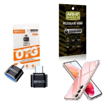 Imagem de Kit Adaptador USB para Tipo C + Capinha Samsung S23 Plus + Película 3D