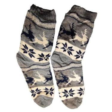 Imagem de kit 2 Meias Térmica Masculina de Lã Quentinha Inverno Forrada Pelinho 