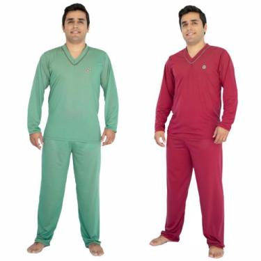 Imagem de Kit 2 Pijama Longo Masculino Adulto Manga Longa Inverno - Prikéta Pija