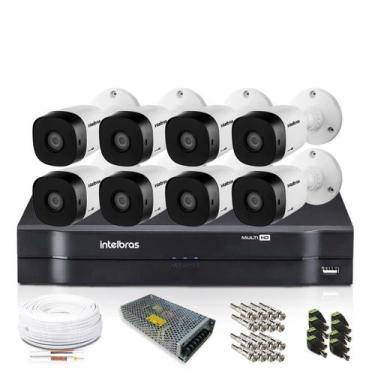Imagem de Kit CFTV Intelbras com 8 Câmeras Bullet 720p DVR 16 Canais, Sem HD