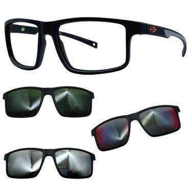 Imagem de Oculos Mormaii Swap 5 6127 APJ Preto Fosco Com 3 Clipons, G15, Prata, 