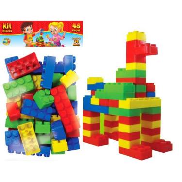 Imagem de Blocos Monta Monta Educativo Kit com 48 Peças Tamanho Grande - GGB Bri