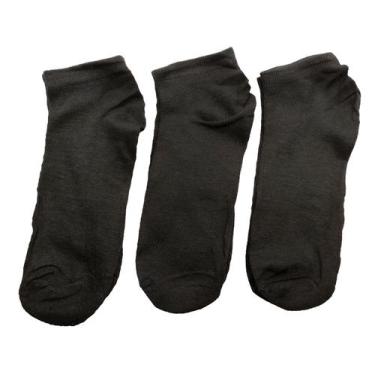 Imagem de Kit 12 Pares Meias Masculina Soquete Cano Curtas lisa - HHW, Preto, 40