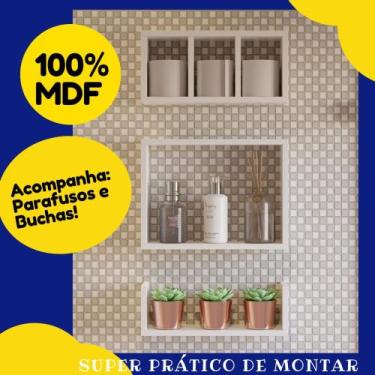 Imagem de Kit 3 Em 1 Nichos Para Banheiro Organizador Parede Decoração - LAYOUT 
