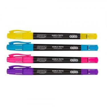 Imagem de Marca Texto Ponta Dupla 4 Cores Neon - BRW