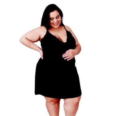 Imagem de Camisola Liganete Plus Size Amamentação - Linda Gestante, 50, Preto