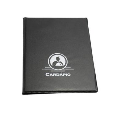 Imagem de 4 Pastas Cardápio Preta Com 4 Bolsas  - ACP