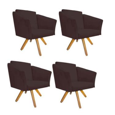 Imagem de Kit 04 Poltrona Cadeira Decorativa  Win Base Giratória Sala de Estar R