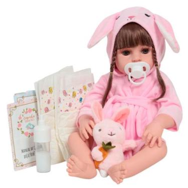 Imagem de Boneca Reborn realista Saída de Banho Colorida Com Pelúcia - Cegonha R