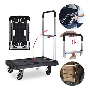 Imagem de Carrinho De Carga Plataforma Dobrável Roda De Silicone 150kg - Imperiu