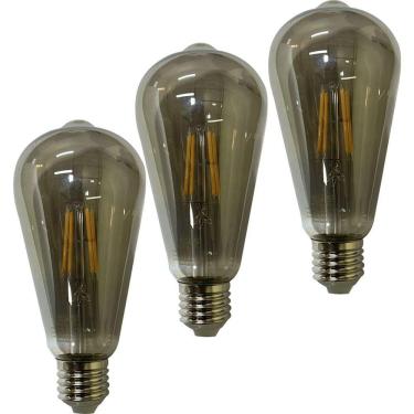 Imagem de Lampada Led 30w Fume Multi Filamento Kit 3 Uni Decoraçao Casa Sala Quarto Iluminaçao Branco Quente