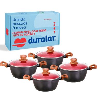 Imagem de Jogo de Panela Caçarola 4 Peças Cerâmica Red Marble Duralar