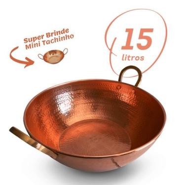 Imagem de Tacho de cobre 15 Litros com alças de Bronze - Artesanato Líder