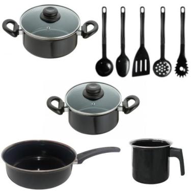 Imagem de Conjunto Panelas 9 peças Preto Indução Cooktop Elétrico à Gás - JJB Ut
