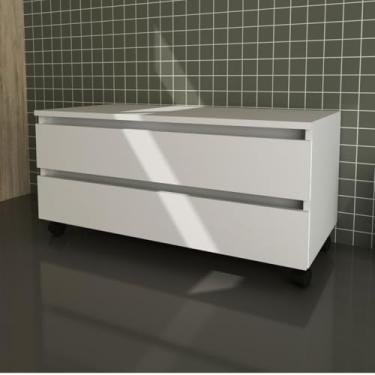 Imagem de Balcão Gabinete Baixo para Banheiro com Rodízio 80x38cm Branco TecnoMobili