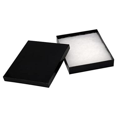 Imagem de Caixas de joias de papelão, pacote com 10 unidades, caixas de presente pequenas com enchimento de algodão de 15 x 12,7 x 2,5 cm, com tampas para embalagem de joias – caixas de presente para envio, pequenas empresas, acessórios (preto)