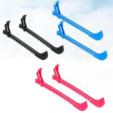 Imagem de HMDZMR Capas de skate no gelo, 3 pares de protetores de skate ajustáveis, acessórios de skate de hóquei no gelo para crianças e adultos patinação no gelo, patins artísticos, hóquei (preto rosa azul)