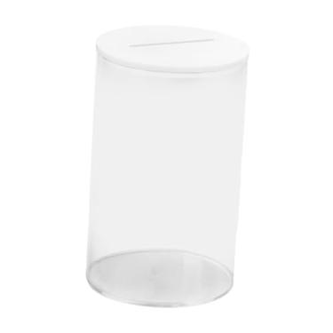 Imagem de Ｂｅｓｇａ Cofrinho transparente, pote de economia para crianças que pode ser aberto, caixa de dinheiro transparente para sala de estar, festa, festival, White Lid S