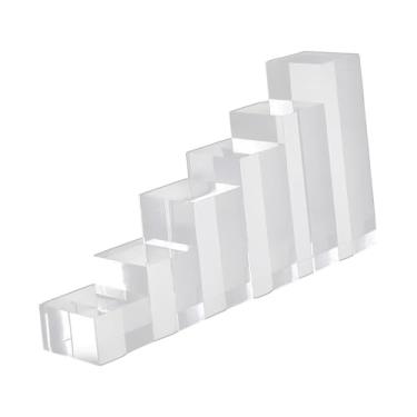 Imagem de WeiLaiKeQi Suporte de pedestal de de exibição quadrado acrílico de 6 unidades. Riser de exibição de mesa multiuso para coleção de cosméticos de figuras de, 3 Cm a 18 Cm