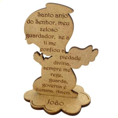 Imagem de Kit 10 Lembrancinhas Anjinho Mdf Oração Batizado Com Nome
