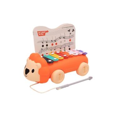 Imagem de Zippy Toys, Xilofone Infantil Brinquedo Musical Colorido em Plástico 8 Teclas e Marreta — Leãozinho