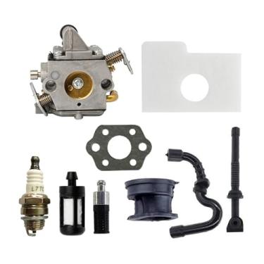Imagem de Kit de carburador compatível com peças de motor de motosserra C1Q-S57 Fit 017 018 MS170 MS180 11301200603 filtro de vela de ignição de combustível