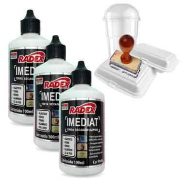 Imagem de Kit 3 Tinta Para Carimbo Secagem Rápida Para Plástico 100ml Radex - Ti