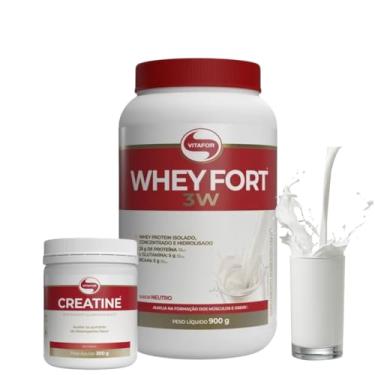 Imagem de Combo Whey Fort 3W 900g Vitafor Proteina Isolado/concentrado Original e Creatina Creatine 300g Vitafor Monohidratada (900, Neutro)