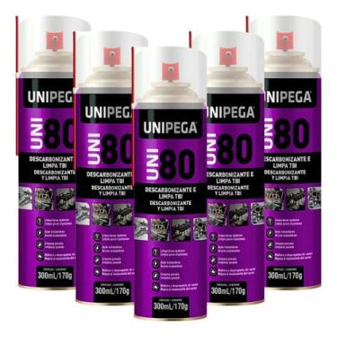 Imagem de Kit 5 Descarbonizante 80 Limpa Tbi Carburador Bico Injetor - Unipega