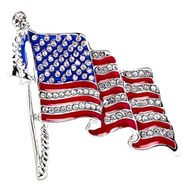 Imagem de Alfinetes de broche de bandeira americana EUA 4 de julho broches para mulheres homens vermelho branco azul bandeira lapela broches dia memorial independência vestuário patriótico terno emblema medalha