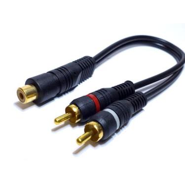 Imagem de Kit 50 Cabo Y RCA 2Macho 1Fêmea Semi Blindado 4mm 28cm Amplificador 2M