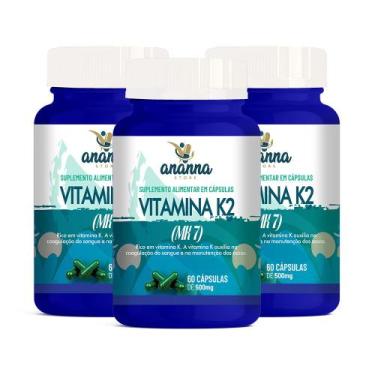 Imagem de 3x Suplemento Vitamina K2 e MK7 60 Caps 500mg - Ananna Store