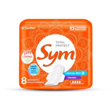 Imagem de Sym Absorvente Cobertura Seca Mais Absorção com Abas, Branco