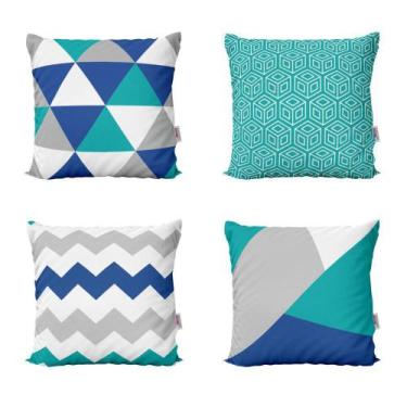 Imagem de Almofadas Decorativas e Geometricas Azul e Cinza Para Sala 40x40 - Nov