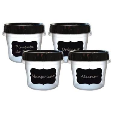 Imagem de Kit 4 Potes Porta Condimentos Tampa com Rosca 300 ml Conjunto Temperos