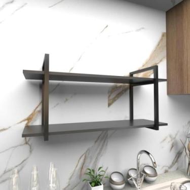 Imagem de Prateleira industrial com dois níveis cor preto 43x28x92 - E-nichos