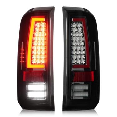 Imagem de Par de luzes traseiras de LED compatível com Ford F250 F350 F450 F550 Super Duty 2008-2016, conjunto de luzes traseiras de lâmpadas de freio traseiro, lente fumê com carcaça cromada