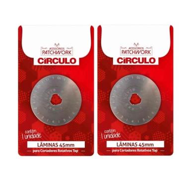 Imagem de Lâminas Corte Cortador Circular Disco 45mm Kit 2 Patchwork 283991 Cor 20 Circulo Lâmina De Reposição Cortes Precisos E Eficientes Em Tecidos, Papel E Outros Materiais