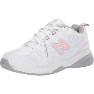 Imagem de New Balance Tênis feminino 608 V5 Cross Trainer, Branco/Rosa, 8 Wide
