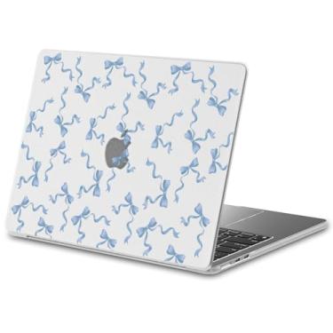 Imagem de JOYLAND Capa rígida de plástico fosco compatível com MacBook Air 13 polegadas A1932/A2179/A2337, capa rígida protetora com padrão de laço azul claro para MacBook Air 13