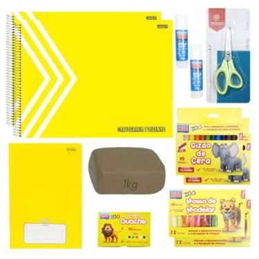 Imagem de Kit Material Escolar Infantil Mini Grupo I e II 1 a 3 Anos X Itens Lista SME Prefeitura SP (Azul)